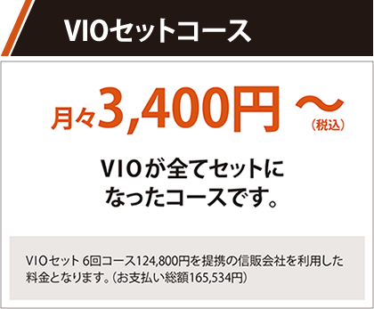 V/I/Oセットコース 月々3,400円～